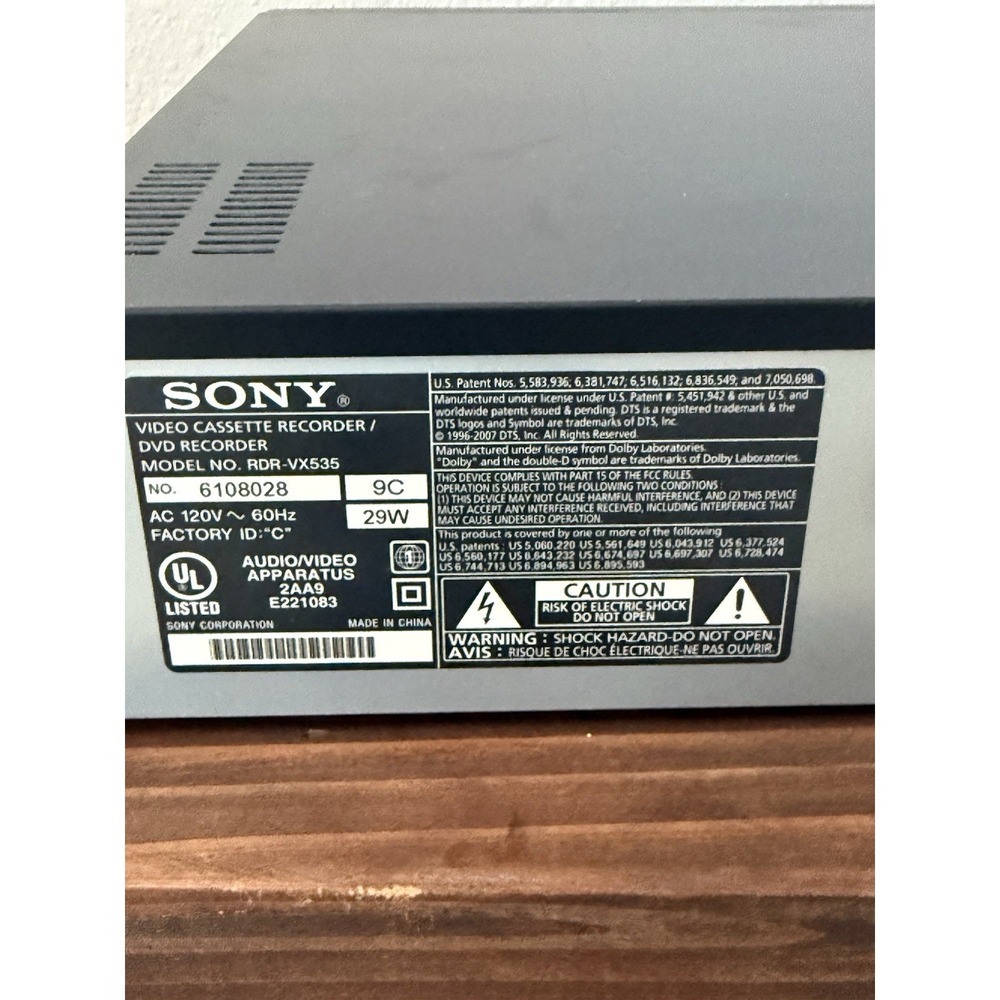 Sony RDR-VX535 VCR/DVD Recorder Combo Player. Tested & Working. No Remote. - Picture 6 of 8